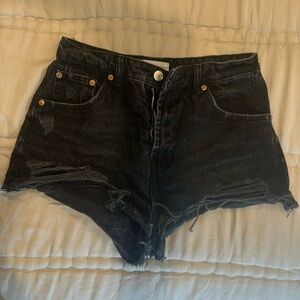 Zara distressed denim shorts